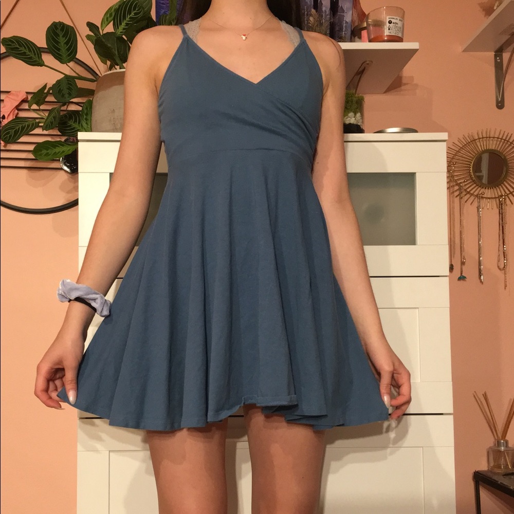 Blue Skater Mini Dress